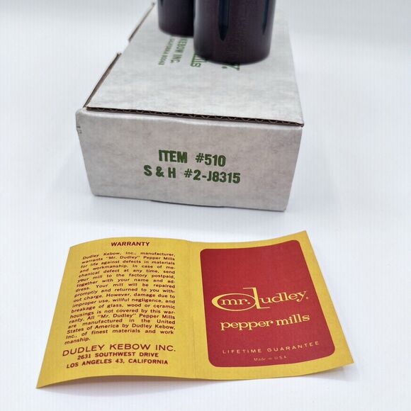 Vintage Pepper Mill & Salt Shaker Danish Modern Inspired Mr. Dudley Wooden w/Box - Picture 7 of 12